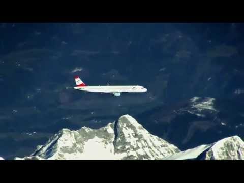 Love to fly: Airbus A321 overhead the Austrian Alps air to air footage.