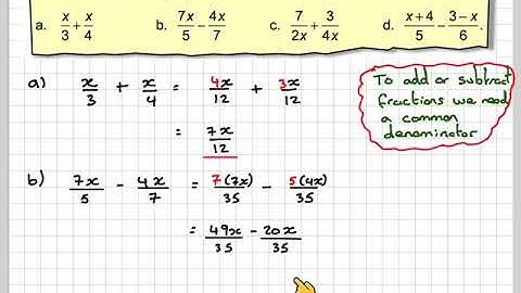 Simplifying algebraic fractions using addition and subtraction