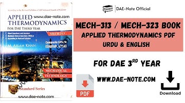 DAE MECH-313 / MECH-323 Book PDF – Applied Thermodynamics | DAE Mechanical 3rd Year