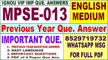 MPSE 013 Previous Year Question Paper in English | mpse 013 important questions with answer
