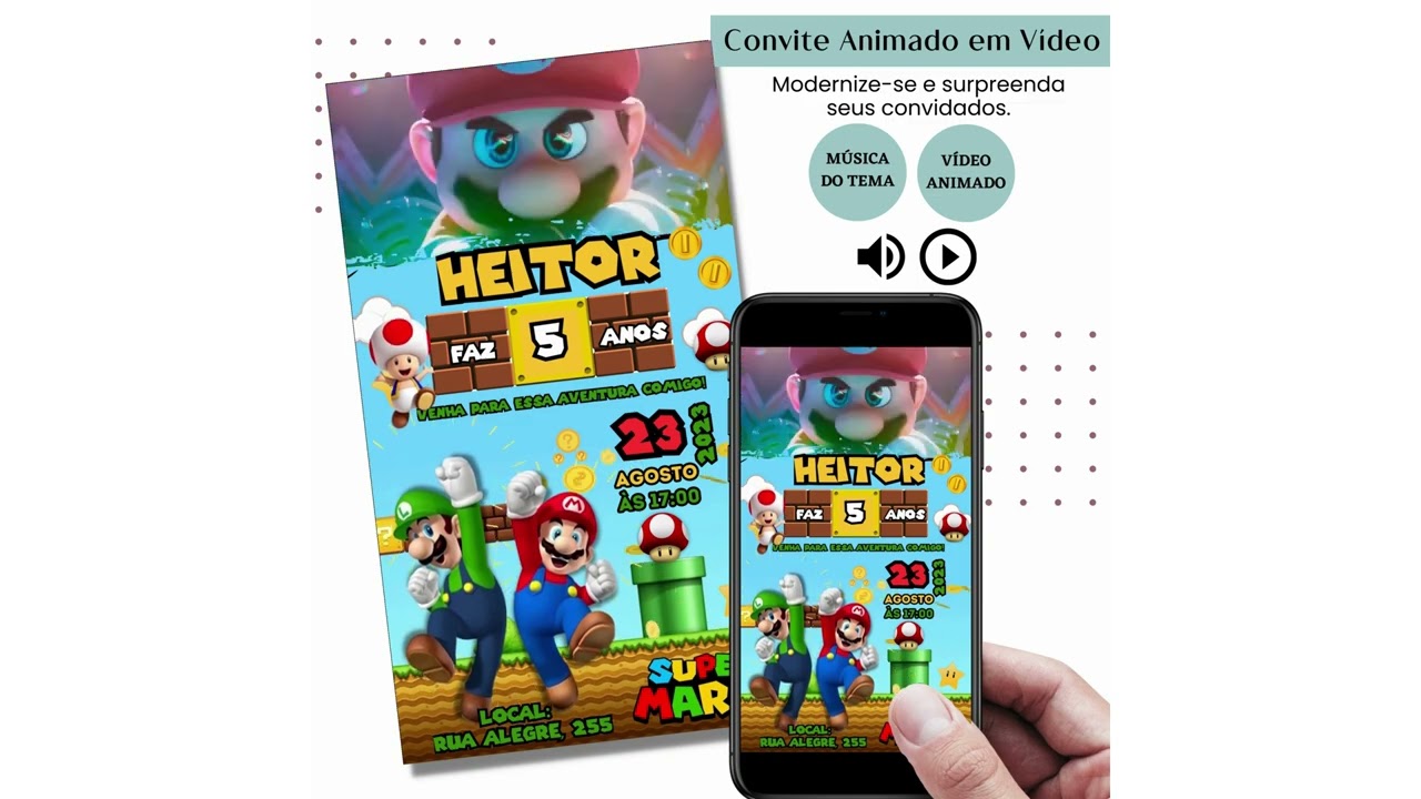 Convite Digital Super Mario Bros Filme Online Whatsapp