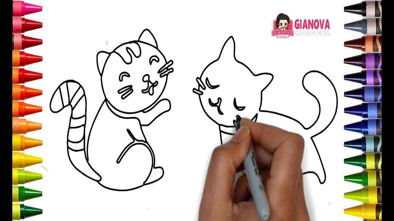 Belajar Menggambar Kucing Lucu Drawing and Coloring Cute 
