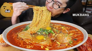 ASMR MUKBANGㅣHOT SPICY INSTANT NOODLES With DumplingㅣEATING SHOW