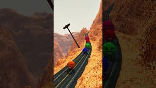 Big and Small Moon Cars Falling Into Gaint Hammer | BeamNG.drive Shorts #beamngdrive #crashdrive