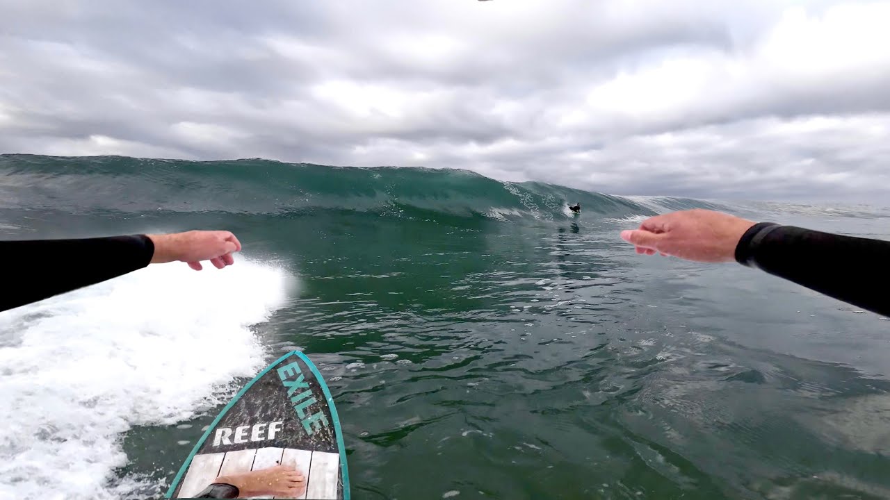 POV Skimboarding A Wedge Wave First Big Swell of 2023! YouTube