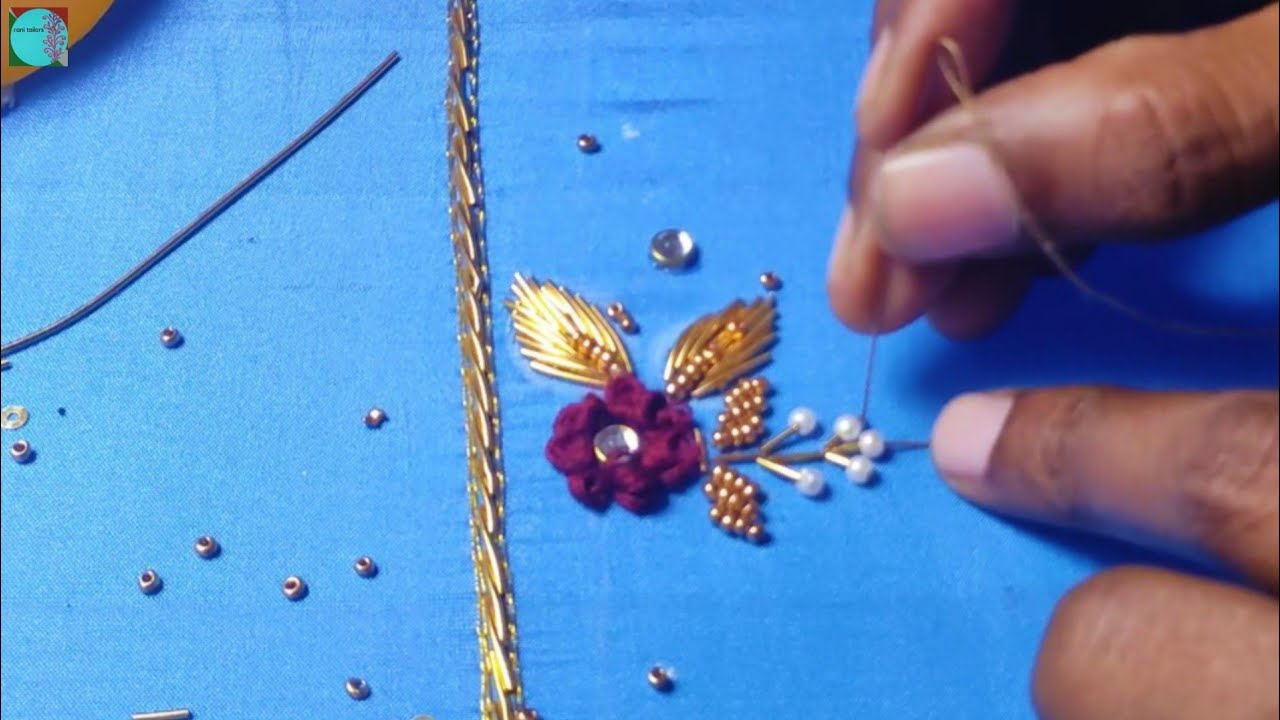 very beautiful thread and bead work using normal needle same like aari ...