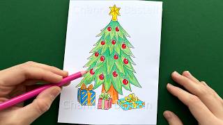 Malen für Weihnachten: Weihnachtsbaum zeichnen lernen 🎄 Selbst gemachtes Weihnachtsgeschenk