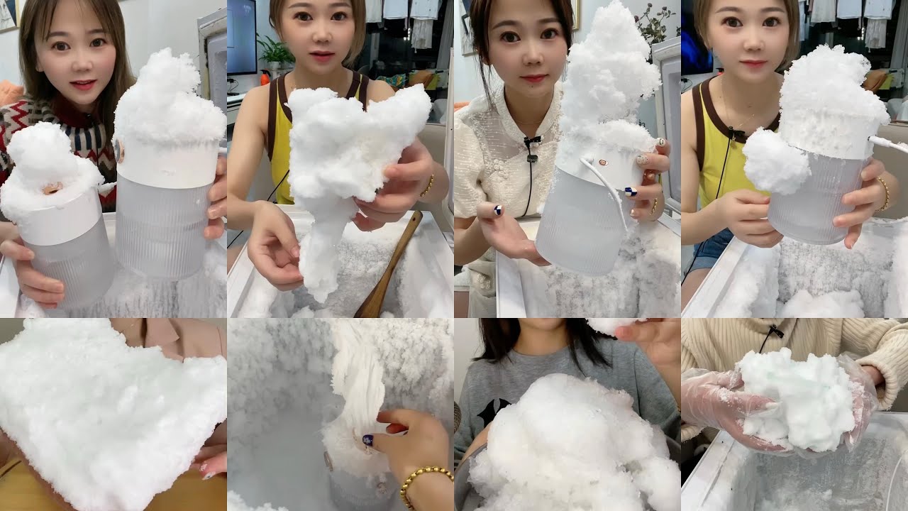 ✨HER SOLO✨| ONLY BITES🧊| ASMR WHITE ICE EATING | FREEZER FROST SCRAPING AND EATING