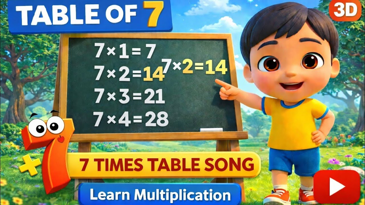Table of 7 | Two Times Table Song | Learn Multiplication for Kids | Fun ...