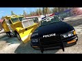 Snow Plow Diesel Truck Crashes Into Police Cars! - BeamNG Gameplay & Crashes - Cop Escape