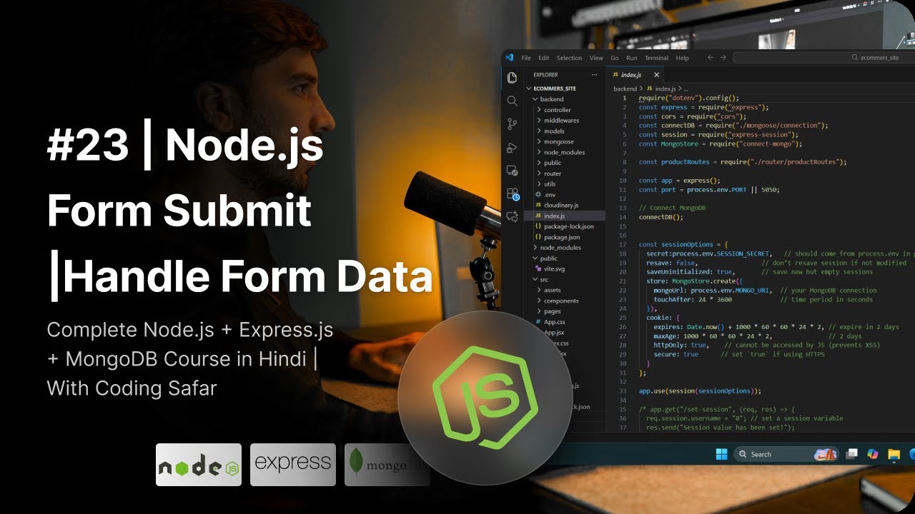 NodeJS Tutorial in Hindi #23 | Node.js Form Submit | Handle Form Data ...