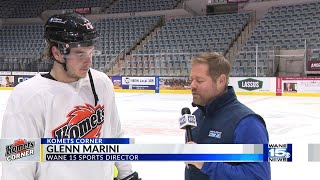 William Dufour 1-on-1 with Glenn Marini at Komets practice on 1/28/26