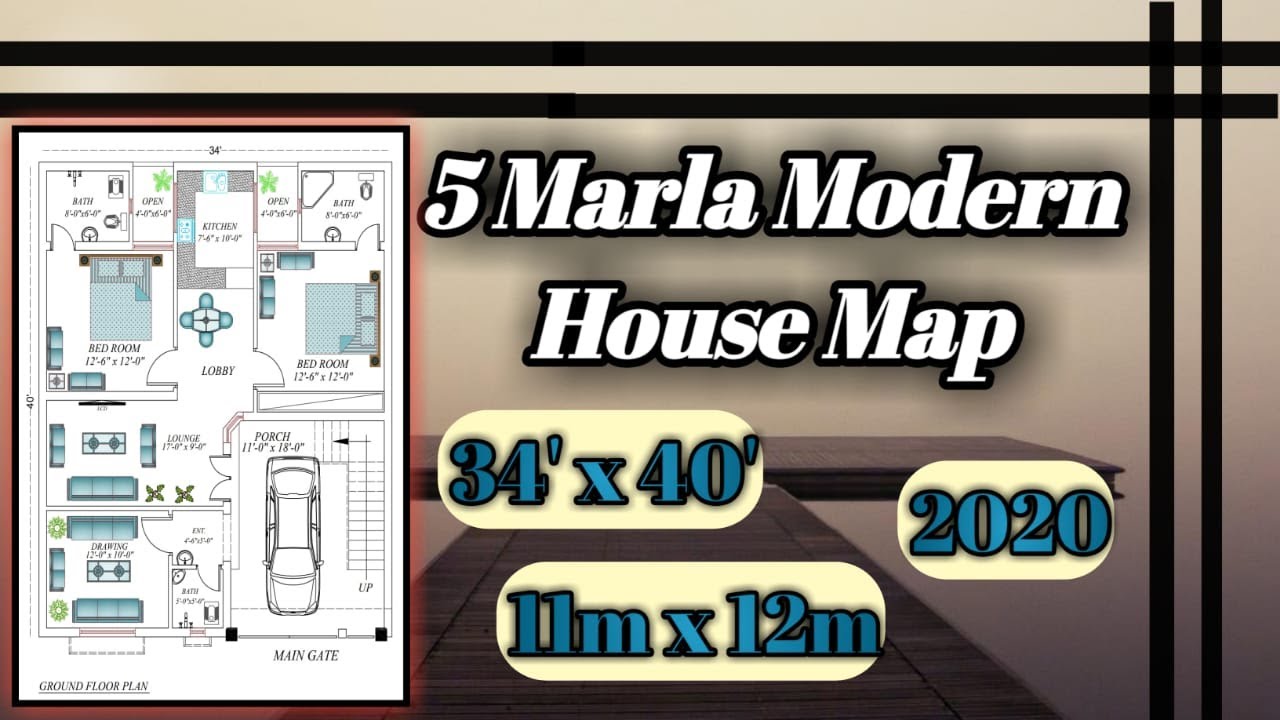 5 Marla House Map Design with Detail 5 Marla makkan ka 