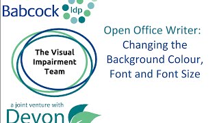 Changing the background colour, font and font size settings in Open Office Writer.