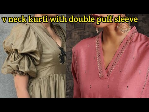 Buy online V-neck Puff Sleeves Flared Kurta from Kurta Kurtis for Women by  Gufrina for ₹1259 at 30% off | 2024 Limeroad.com