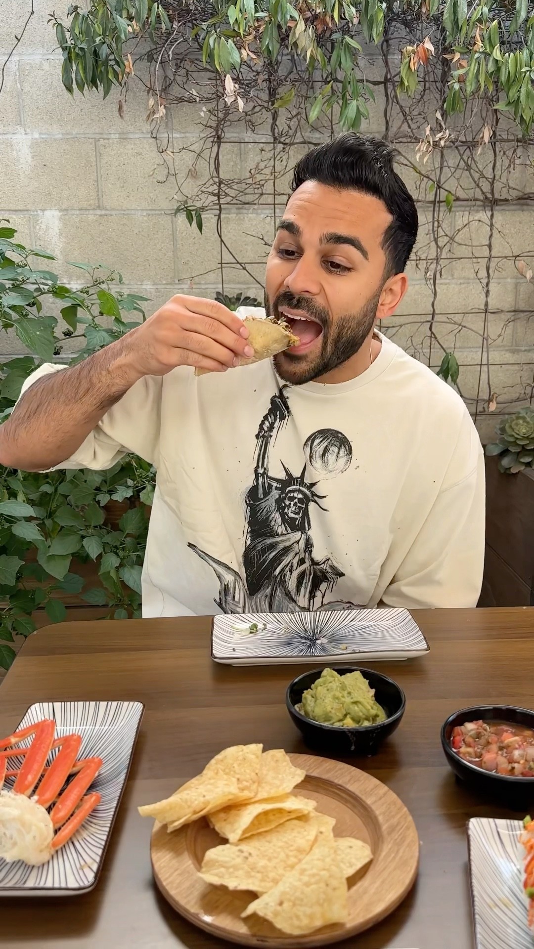When she takes pictures of the food but not her date