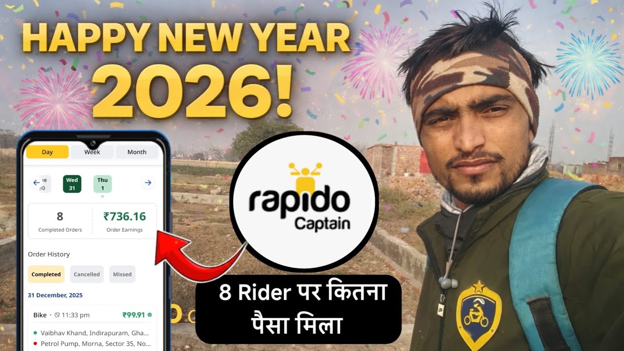 Rapido Captain Bike Taxi Earning 2026 || Happy New Year 2026 
