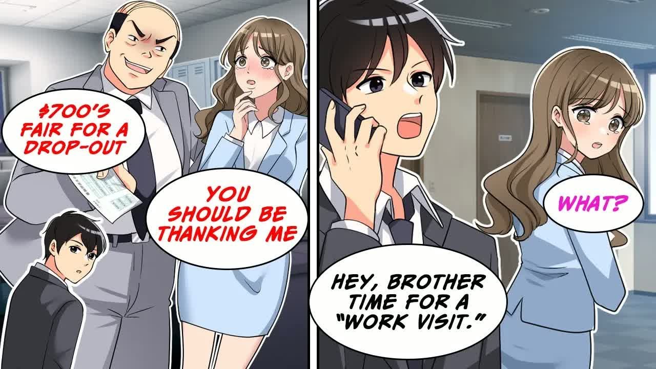[Manga Dub] I saw her payslip showing 100 hours for pennies, so I called My brother...!? [RomCom]