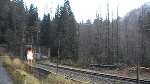 Cascade Tunnel / BNSF Intermodel exits West Portal with Horn Salute / Stevens Pass, WA