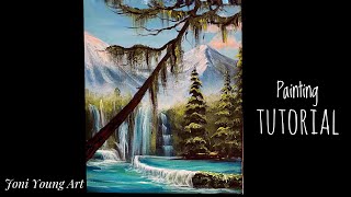 How To Paint Rocky Mountain Landscape ~ Forest & Waterfalls 🎨