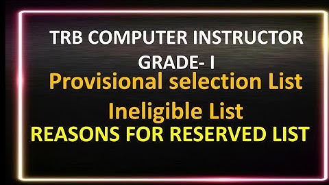 TRB COMPUTER INSTRUCTOR Provisional selection List ||REASON FOR RESERVED|RAPIDMINDS TAMIL|RAGAVAGIRI