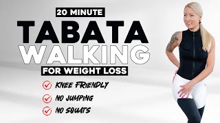 20 MIN TURBO WALKING Tabata For Weight Loss Knee Friendly Home Walking Exercise