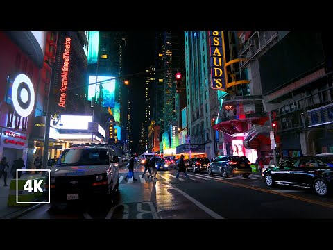 New York, الولايات المتحدة | جولة ليلية في المدينة 4K | 19 يناير 2023