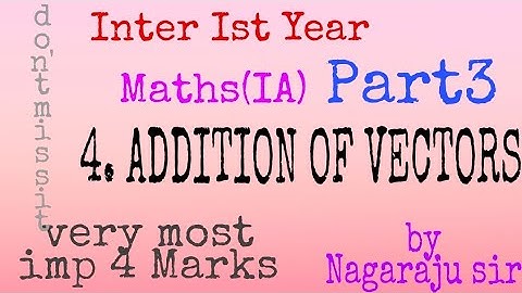ADDITION OF VECTORS PART3 by NAGARAJU Sir/INTER Ist Year mathsIA/4marks imp