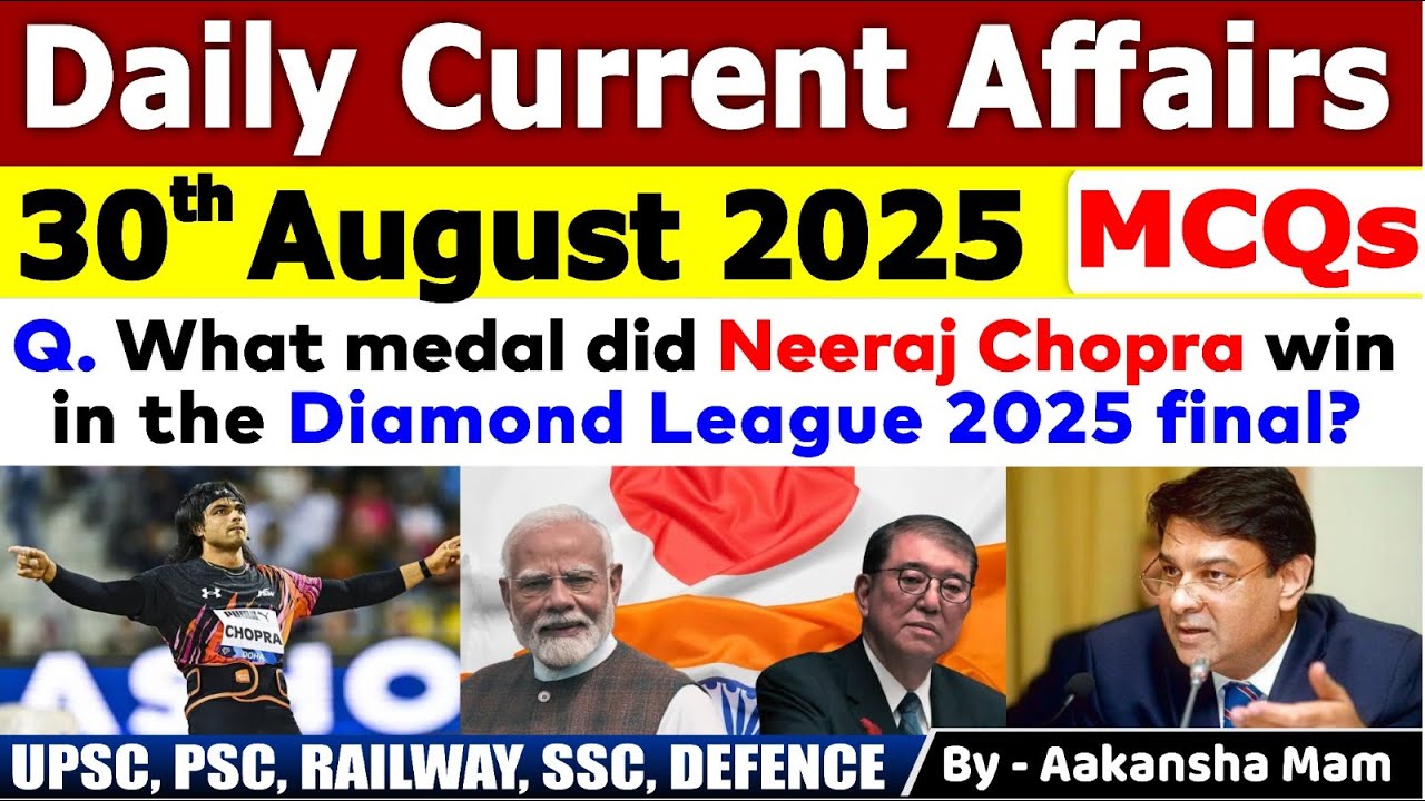 30th August 2025 | August Daily Current Affairs 2025 | August Current ...