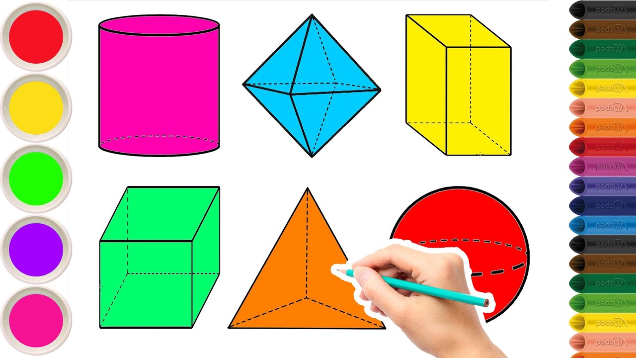 Learn how to draw and coloring 3D Shapes l Drawing For Kids l BoBoKids ...