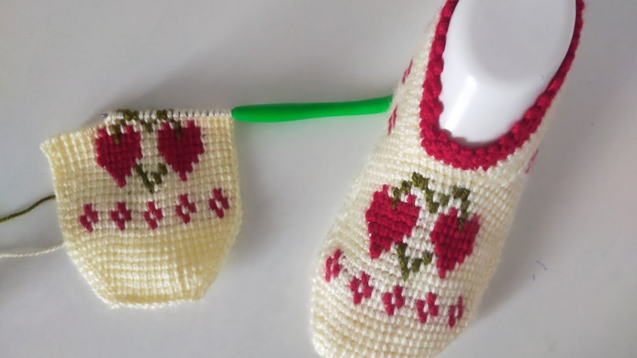 5şiş görünümlü tunus patik yapımı ##keşfet #örgü #tunusisi #knitting #crochet #orgu #patikmodelleri