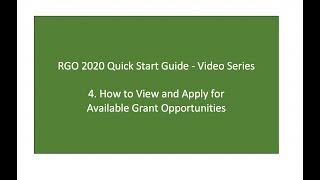How to View and Apply for Available Grant Opportunities