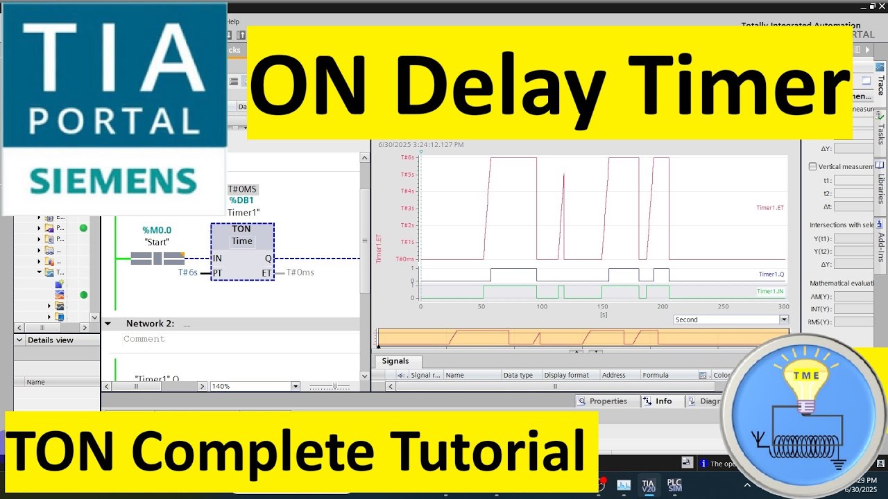 TIA Portal ON Delay Timer Complete Tutorial - YouTube