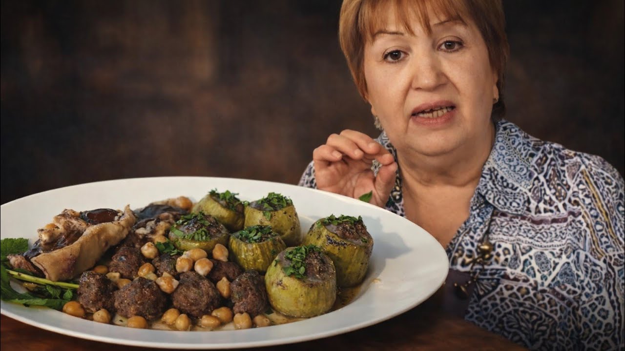 دولمة القرعة  باللحم المرحي ذوق ولا أروع مع السيدة رزقي 