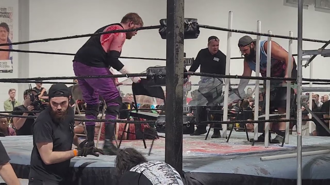 John Wayne Murdoch vs Rina Yamashita Gcw Tos8 finals part 2 crazy scaffold spot. 