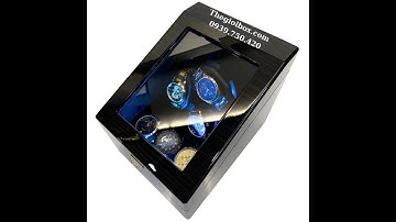 Hộp Lên Dây Cót Đồng Hồ Cơ 3 Xoay + 3 Tĩnh Vỏ Gỗ Màu Rêu Có Đèn LED - CW188