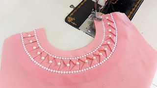 Fabric Patti, Pearls और Lace के साथ बनाएं एकदम नया Neck डिज़ाइन | Neck Design with Pearls