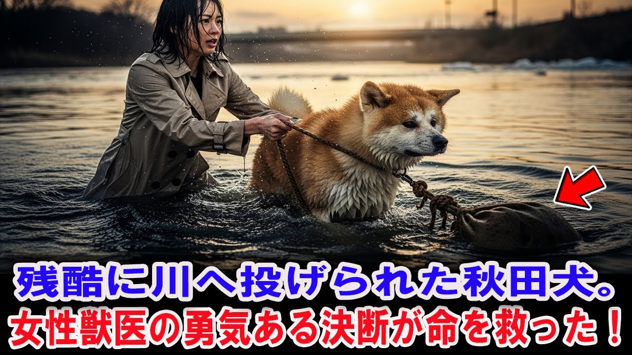 【衝撃の実話】秋田犬が川に投げ捨てられた…命がけで救った女性獣医の行動に涙が止まらない！