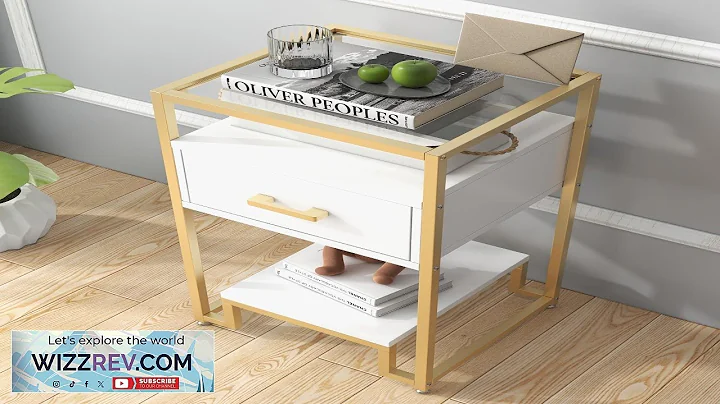 Garvee Mid Century Modern Nightstand Set 2 Drawers 3 Tier Storage Tempered