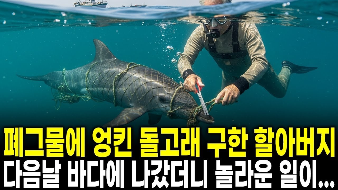 폐그물에 엉킨 돌고래를 구한 어부 할아버지 다음날 바다에 갔더니 믿을 수 없는 일이 벌어졌습니다