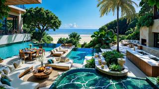 Positive Morning Jazz In Tranquil Cabin Seaside | Soft Jazz In Elegant Living Room For Calm Moods