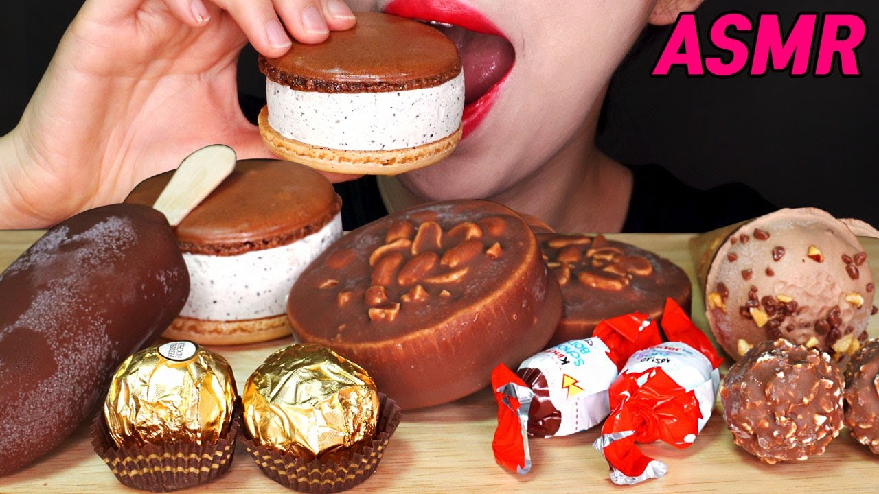 ASMR CHOCOLATE ICE CREAM PARTY 매그넘 구구 하겐다즈 마카롱 Eating Sounds 咀嚼音