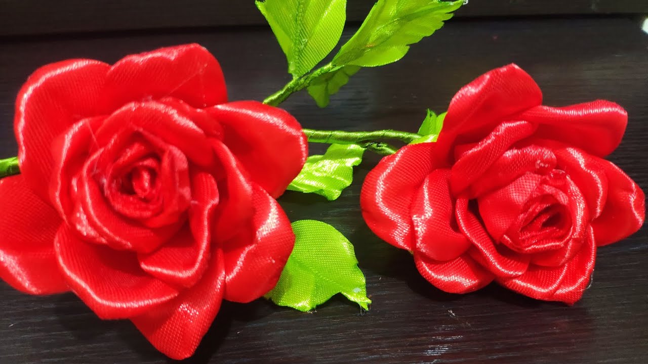 DIY 🌺 Satin Ribbon Roses/ How To Make Flower With Satin Ribbon/Tutorial Ribbon Flowers 