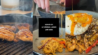 wok from home episode #6 | chicken + prawn yaki soba