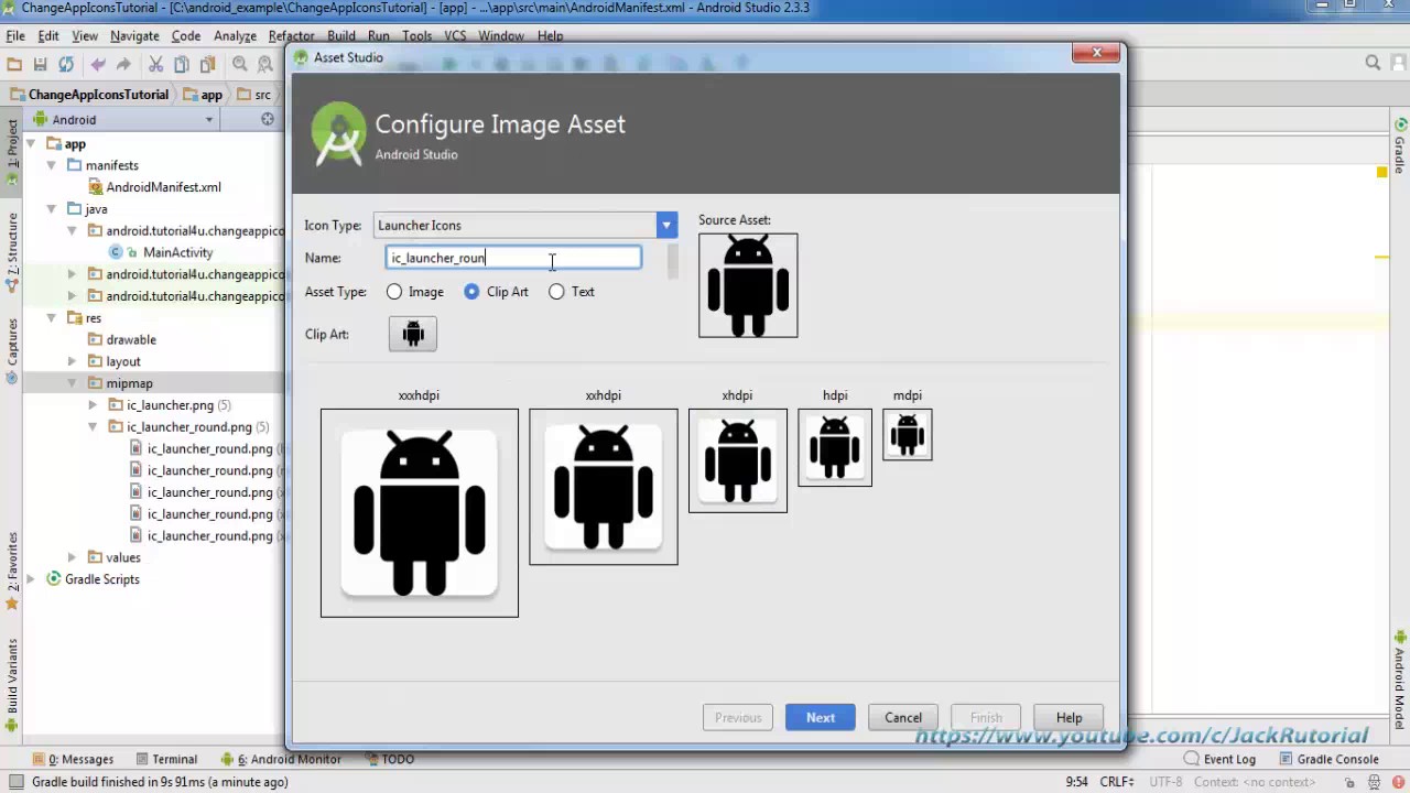 How to change App Icon in Android Studio - Android Studio Tutorial for  Beginners - YouTube