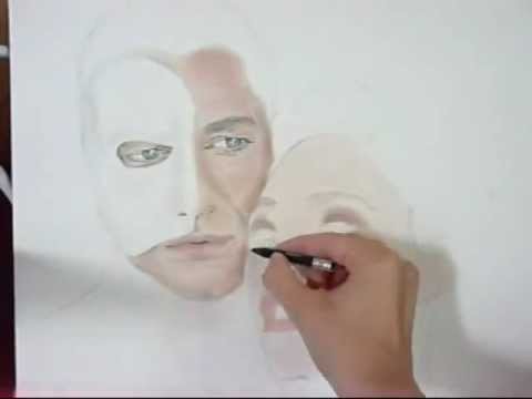 Me drawing Gerard Butler and Emily Rossum as "The Phantom" and Christine Daa