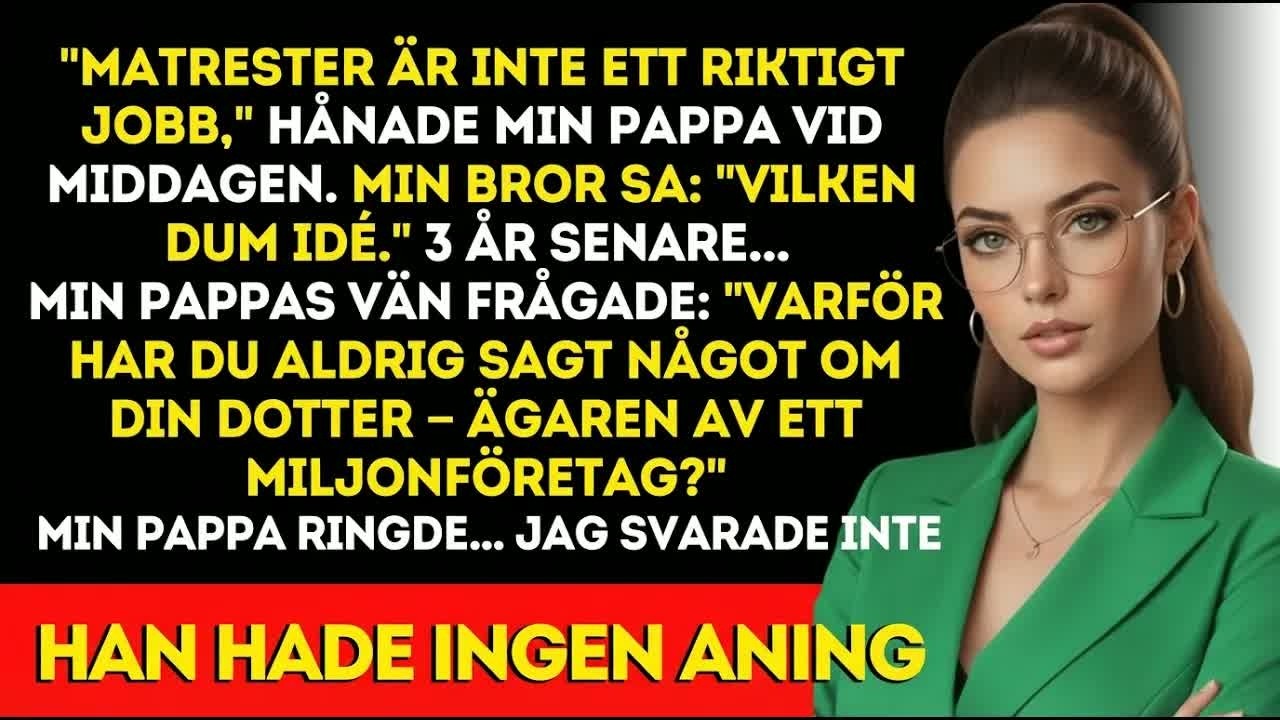 Vid middagen skrattade min pappa åt mitt jobb: "Överbliven mat är inget riktigt jobb." Min bror höll med, fortfarande med blicken på telefonen. Jag låtsades nicka, men jag hade redan byggt en hel...