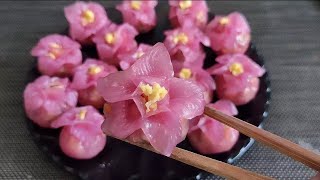 樱花水晶蒸饺，告诉你详细做法，外皮Q弹劲道，内馅鲜美不油腻