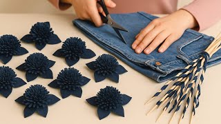 Make 50 a Day, Sell Them All Easily | Making Flower Hair Clips from Old Jeans