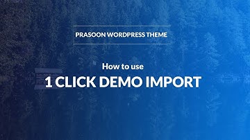 How to use 1 Click demo import in Prasoon Wordpress theme